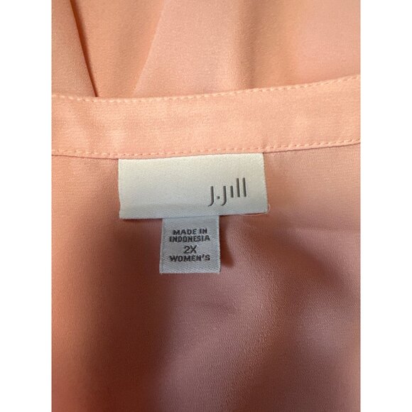 J. Jill Roll Tab Sleeve V-Neck Asymmetrical Hem Blouse Sz 2X - Picture 9 of 12